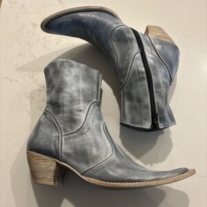 Julia Botella FREE PEOPLE Womens Distressed Gray Leather Western Boots 10M